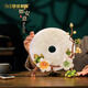 夢(mèng)佳家畫(huà)（MEJJHUA）玉石平安扣擺件客廳玄關(guān)裝飾喬遷開(kāi)業(yè)招財禮品和田玉家居工藝品 平安扣-花開(kāi)富貴