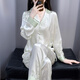 TFZF高級感真絲睡衣女春秋款長(cháng)袖桑蠶絲送女友七夕禮物家居服禮盒套裝 淡綠色（長(cháng)袖+長(cháng)褲）禮盒裝 L