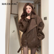RHUDE FOG品牌女裝復古皮衣外套女2025春秋新款美式高級感通勤休閑百搭顯瘦 棕色 M