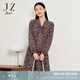 玖姿（JUZUI）南法假日碎花連衣裙女裝春款小個子設(shè)計感雪紡裙子 花咖啡 XL
