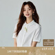 茵曼田園文藝?yán)C花短袖白襯衫女夏季氣質(zhì)百搭娃娃領(lǐng)襯衣上衣 月牙白 M