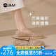 快樂(lè)瑪麗（J&M）漁夫鞋女2025春夏新款蕾絲透氣一腳蹬小白鞋平底老北京布鞋休閑鞋 卡其色 37 (曬圖送20元紅包）