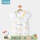 優(yōu)奇嬰兒衣服夏季薄款短袖連體衣新生兒衣服寶寶滿月純棉外出哈衣爬服 森林兔 80cm