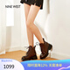 NINE WEST/玖熙馬丁靴美拉德小個(gè)子增高加絨短靴 NG492003CH 棕色(絨里)37