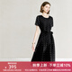 顏域短袖黑色連衣裙女裝2024新款夏裝優(yōu)雅顯瘦中長款圓領(lǐng)波點(diǎn)裙子 黑白點(diǎn) XXL/44