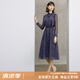 顏域波點(diǎn)氣質(zhì)連衣裙女裝2024新款春季紫色優(yōu)雅中長款系帶長袖裙子 紫花 S