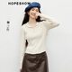紅袖顯瘦針織衫2025秋季新款女裝不對稱(chēng)結構線(xiàn)抽繩連帽休閑百搭毛衣 米白004 M