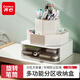 齊心（COMIX）旋轉(zhuǎn)筆筒學(xué)生多功能7格收納盒大容量辦公桌面化妝品雙層抽屜儲(chǔ)物盒 DS-824 白色