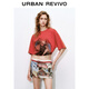 UR2026春季新款女裝美式復古撞色印花棉質(zhì)短袖T恤UYV450087 大紅色 (偏寬松) S