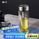 萬(wàn)象（WANXIANG）雙層玻璃杯大容量高顏值簡(jiǎn)約商務(wù)泡茶杯帶蓋高硼硅玻璃杯車(chē)載便攜 V49RL-鈦銀色 480ml