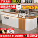 燕子高飛 公司前臺接待臺店鋪小型市服裝便利店柜臺商用奶茶店收銀臺 白色+淺柚木色格柵【雙層左拐】 150*50*100cm
