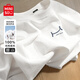 名創(chuàng)優(yōu)品（MINISO）白色純棉短袖夏季青少年高中生個性潮流設計感簡約風重磅t恤男潮 白色(m期待微笑胸標) L /175(30天質量問題全額退)