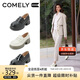 康莉（COMELY）牛皮厚底樂福鞋女25年春經(jīng)典復(fù)古圓頭中跟一腳蹬單鞋 經(jīng)典黑 37 
