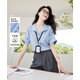 歐莎（OSA）知性通勤短袖襯衫職業(yè)裝面試女2025年夏季新款顯瘦氣質(zhì)襯衣上衣 藍色 M
