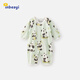 嬰蓓依嬰兒連體衣服春秋夏季新生兒竹棉長(cháng)袖哈衣滿(mǎn)月寶寶空調服包屁衣 抱抱竹熊 73cm