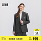 森馬西裝外套女中長(zhǎng)款學(xué)院風(fēng)2025春寬松灰色休閑西服109125111001
