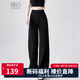 晚白【專享】時(shí)尚簡約氣質(zhì)褲子百搭純色毛呢加絨休閑褲女 黑色 28