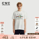 C'N'C【七夕禮物】律動(dòng)派對系列CNC新款品牌字母印花圓領(lǐng)短袖T恤男 白色 54 /XL/(185/100A)