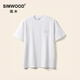 SIMWOOD/簡木【標(biāo)準(zhǔn)寬松 】310g基礎(chǔ)純色重磅打底圓領(lǐng)短袖t恤SN120088 白色（左胸繡花） M （建議116-130斤）