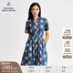 布克兄弟（BrooksBrothers）[Supima棉]女士25早秋季新款印花連衣裙 4004-藏青色 S 6