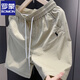 羅蒙（ROMON）高端冰絲短褲男士夏季美式休閑戰(zhàn)馬刺繡輕奢簡約五分褲歐美外穿 卡其色 2XL 建議體重150-165斤