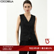 COCOBELLA商務(wù)休閑條紋馬甲女通勤疊穿無(wú)領(lǐng)西裝馬夾WS3012 銀蔥黑底條紋 M