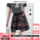 VEGA CHANG短袖T恤女2025夏新款少女減齡休閑童趣印花圓領(lǐng)寬松簡(jiǎn)約百搭上衣 格紋（半身裙） M