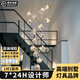 塔林挑高別墅樓梯間燈挑空長吊燈小復(fù)式樓loft公寓中空客廳燈現(xiàn)代簡約 干邑色直徑50-12頭高2.2米