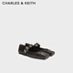 CHARLES&KEITH25秋新品平底方頭一字扣芭蕾瑪麗珍鞋七夕禮物CK1-71720095 Dark Brown深棕色 38 （245）