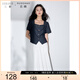 三彩大碼女裝2025春季新款復(fù)古仿牛仔小衫顯瘦氣質(zhì)上衣胖MM