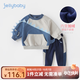 JELLYBABY【加絨恐龍印花】2024冬季加絨套裝男童衛(wèi)衣運動長褲兩件套 藍色 加厚 100