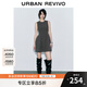 UR2025夏季新款女裝格雷系氣質收腰無袖連衣裙UWG750116 深灰花灰 XL