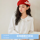 樂(lè)町娃娃領(lǐng)白色襯衫甜美少女海軍領(lǐng)透氣舒適長(zhǎng)袖襯衫 白色（現(xiàn)貨） S
