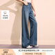香影直筒牛仔褲女2025秋季新款窄版高腰顯瘦寬松百搭復(fù)古垂感長褲 牛仔藍(lán) M