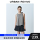 UR2025秋季新款女裝蝴蝶結(jié)系帶格紋無袖罩衫襯衫UYU250069 黑色格子 XS
