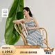茵曼（INMAN）彩虹條紋針織吊帶裙2025夏季女裝新品V領(lǐng)無(wú)袖內(nèi)搭連衣裙長(zhǎng)裙 彩虹藍(lán) S