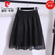 皮爾卡丹（pierre cardin）網(wǎng)紗半身裙女士感夏季2025新款胖肥mm顯瘦氣質(zhì)短款a字裙子 黑色 XL 120-140斤