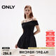 ONLY2025春季新款拼接純色一字肩花苞裙短裙連衣裙女|125161024 H1Z黑色 M
