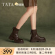 他她（TATA）明星同款軟糖靴厚底彈力靴加絨瘦瘦靴女短靴冬CFK01DZ4 棕色 37
