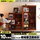小萬家具北歐實木書柜家用玻璃門書架展示柜書房雜志柜儲物柜 莫古書柜-小號