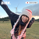 BIBK日本毛線(xiàn)帽秋冬民族風(fēng)條紋拼接針織毛絨加厚保暖防寒護(hù)耳雷鋒帽 米紅色