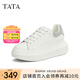 他她（TATA）小白鞋2025夏季新款奶油泡泡厚底女鞋增高松糕鞋板鞋 白/銀（跟高6cm） 35