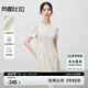 尚都比拉立體壓花圓領(lǐng)捏褶短袖連衣裙女夏季顯瘦氣質(zhì)A字裙職場(chǎng)輕奢中長(zhǎng)裙