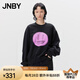 江南布衣（JNBY）秋季圓領(lǐng)衛(wèi)衣長袖寬松休閑波點表情笑臉印花上衣女5N7412230 001/本黑 L