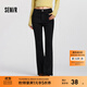 森馬褲女抓絨喇叭褲顯腿長(cháng)港風(fēng)復古冬季女士純色長(cháng)褲時(shí)尚 黑色90001 26