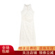 邁芙美（Maifumei）新中式改良旗袍無袖掛脖連衣裙女夏季修身提花絕美收腰包臀長裙子 旗袍連衣裙 M