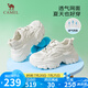 駱駝（CAMEL）老爹鞋女網(wǎng)布皮面拼接雙系帶厚底休閑鞋 L23S703108W 米白透網(wǎng) 37