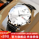 I&W CARNIVAL HWGUOJI瑞士IW手表男機(jī)械表進(jìn)口機(jī)芯男士手表雙日歷夜光男表情人節(jié)禮物 銀白皮帶男款|定制刻字|禮盒包裝