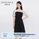 迪賽尼斯（DESIGNICE）裙子夏季新款拼接波點(diǎn)褶皺赫本風(fēng)長(cháng)款短袖雪紡連衣裙 花色 M
