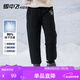 雪中飛兒童羽絨褲新款2024冬季男童保暖長(zhǎng)褲中大童褲子加厚工裝羽絨褲 黑色 160